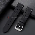 Bracelet montre cuir veau respirant 18 à 24 mm – Couleur du bracelet Black-Silver