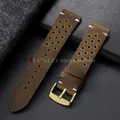 Bracelet montre cuir veau respirant 18 à 24 mm – Couleur du bracelet Dark Brown-Gold