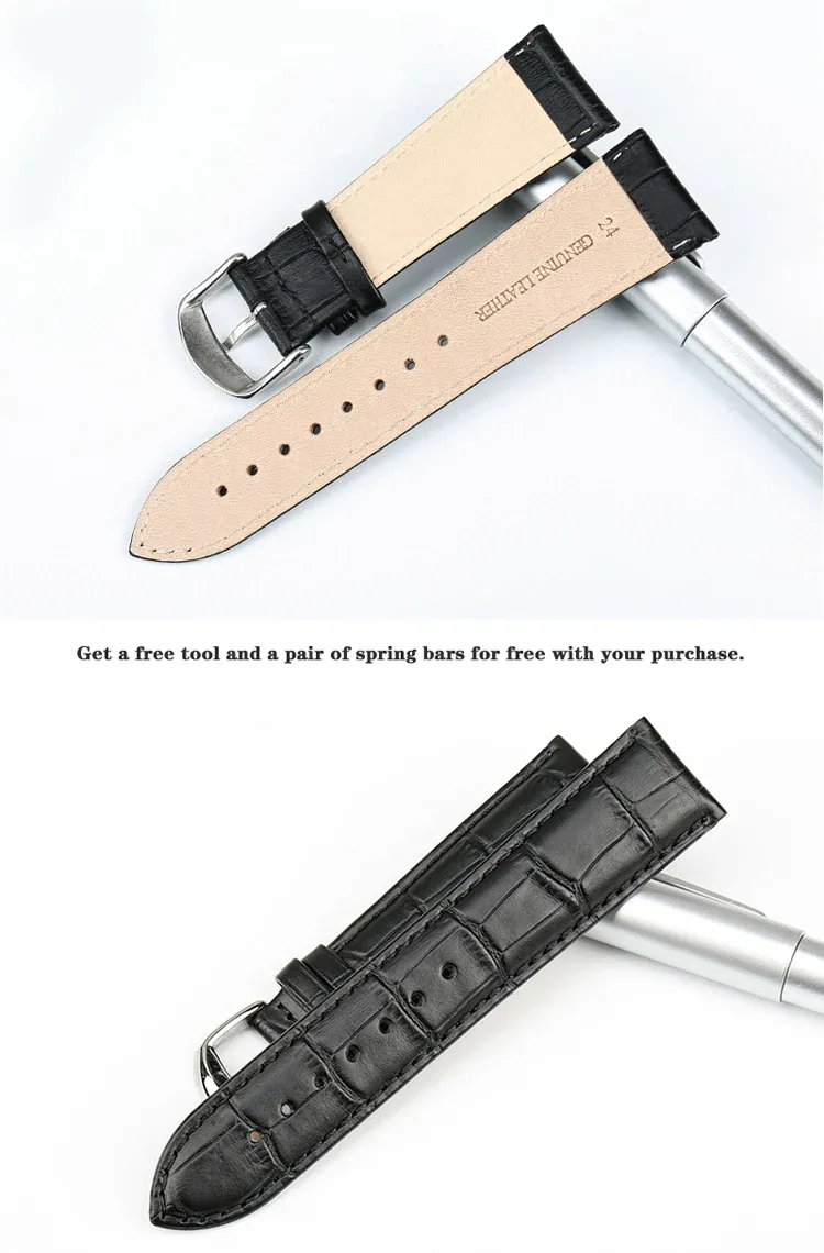 Bracelet montre cuir véritable 12 à 20 mm