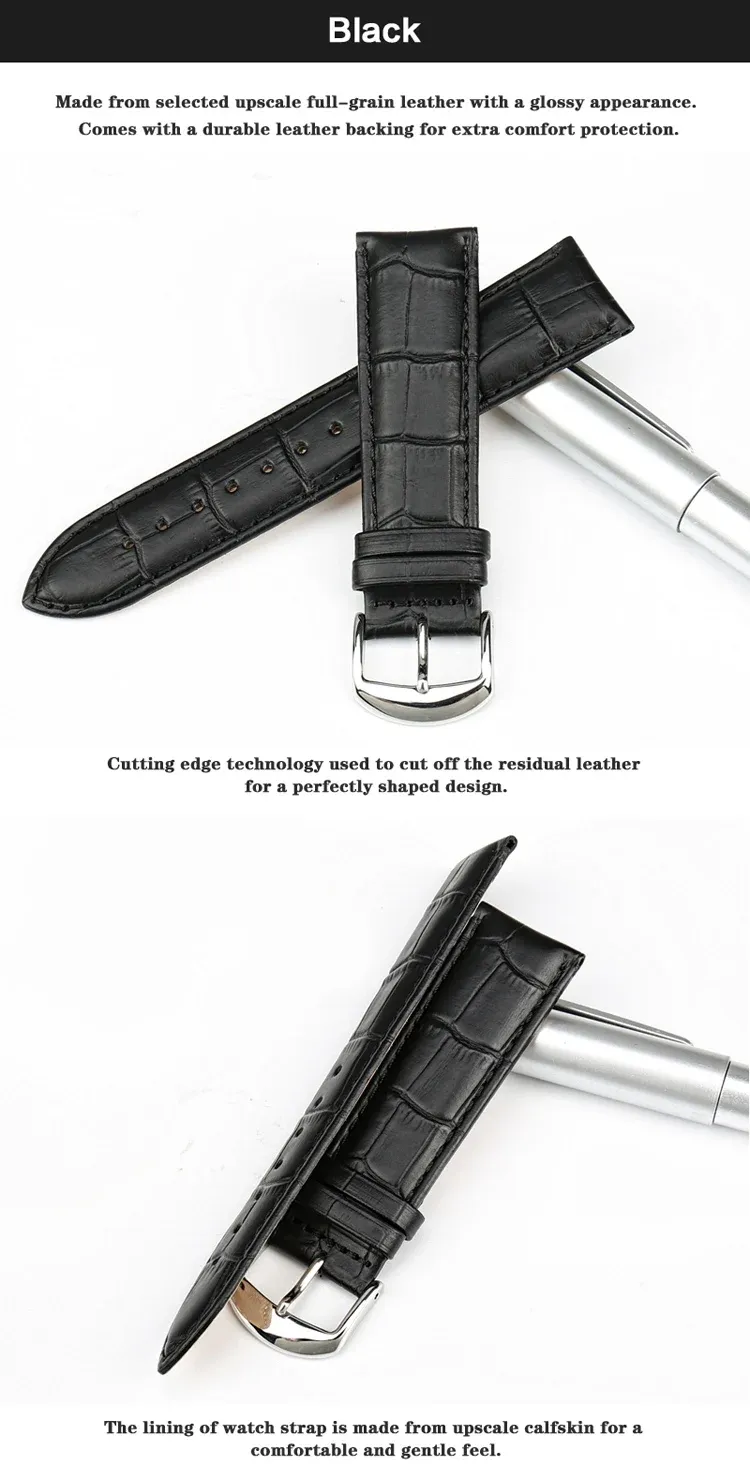 Bracelet montre cuir véritable 12 à 20 mm