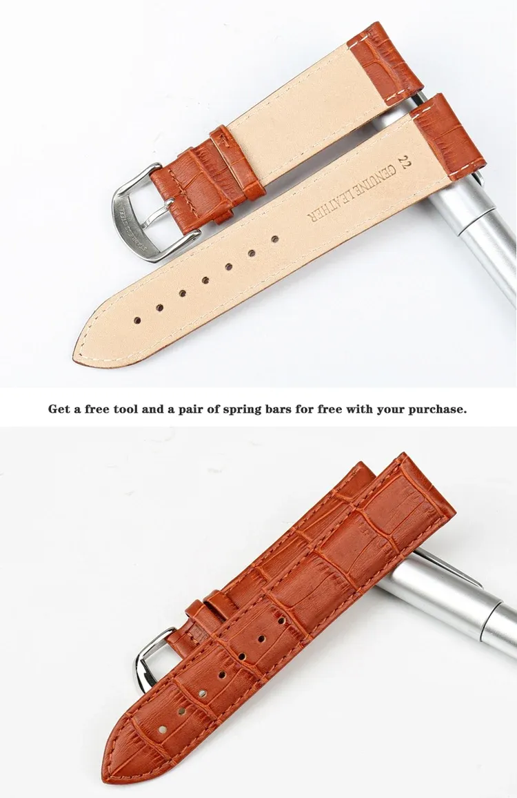 Bracelet montre cuir véritable 12 à 20 mm