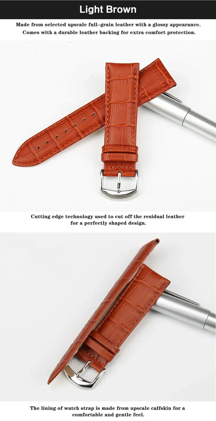 Bracelet montre cuir véritable 12 à 20 mm