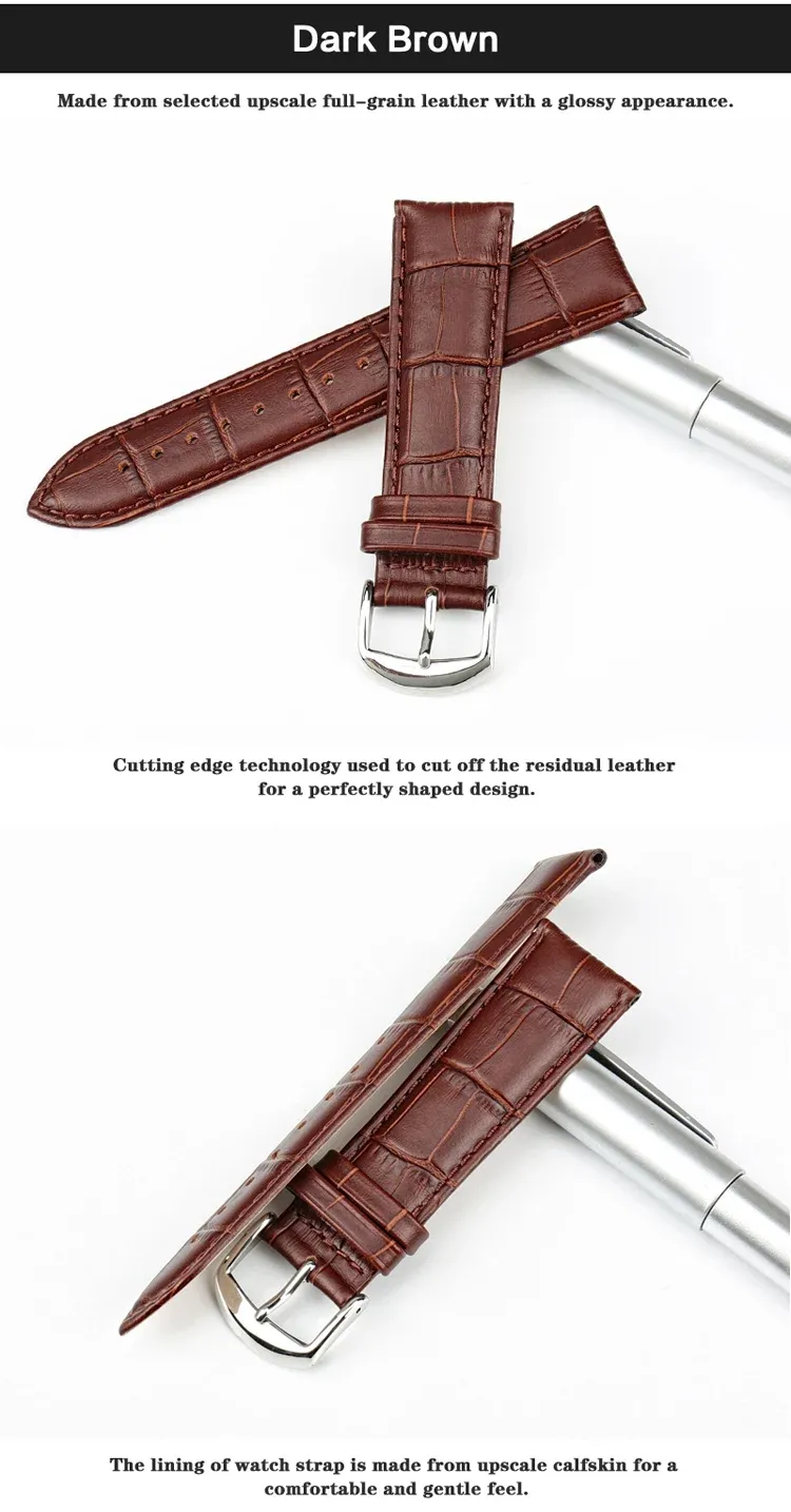 Bracelet montre cuir véritable 12 à 20 mm
