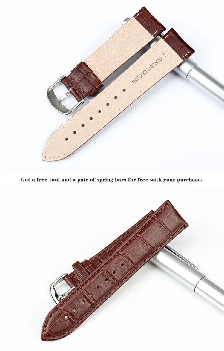 Bracelet montre cuir véritable 12 à 20 mm