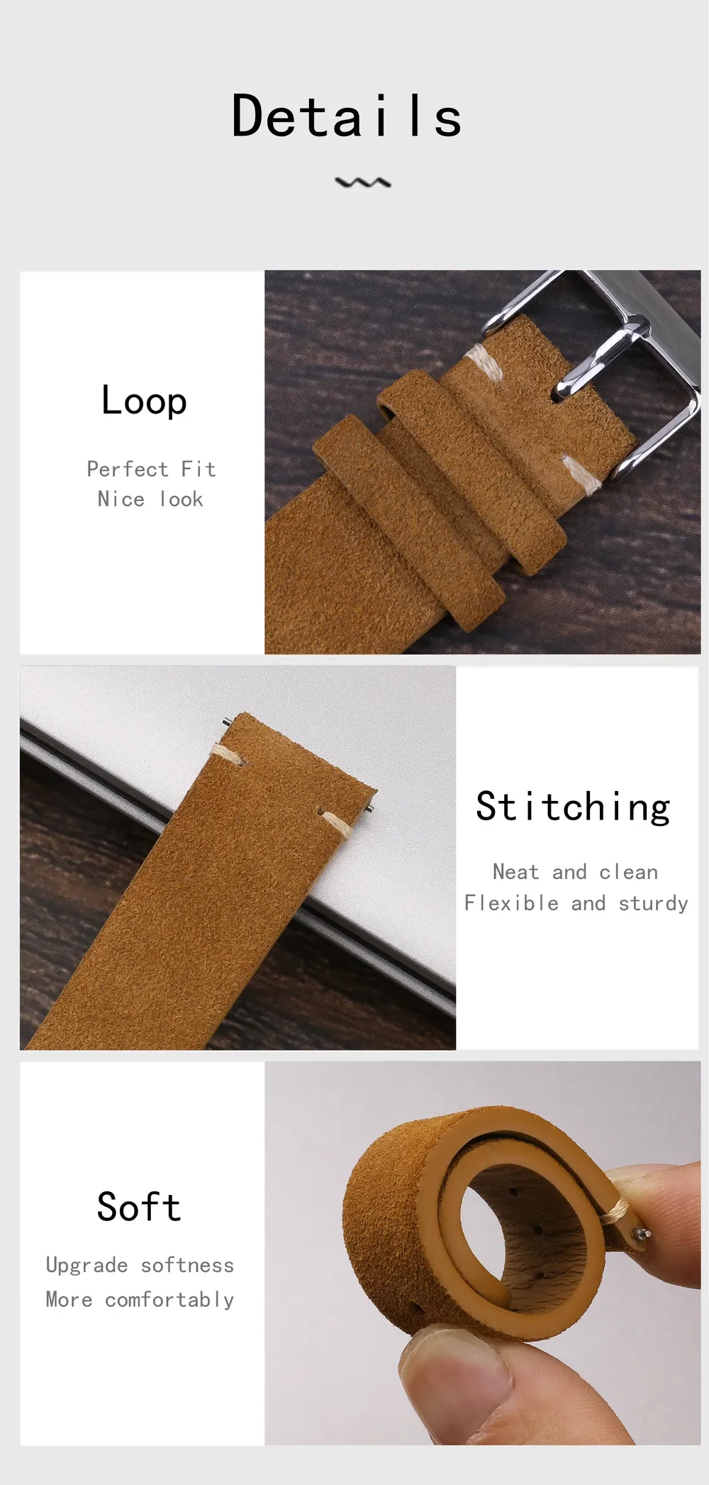 Bracelet montre cuir véritable 14 à 22 mm