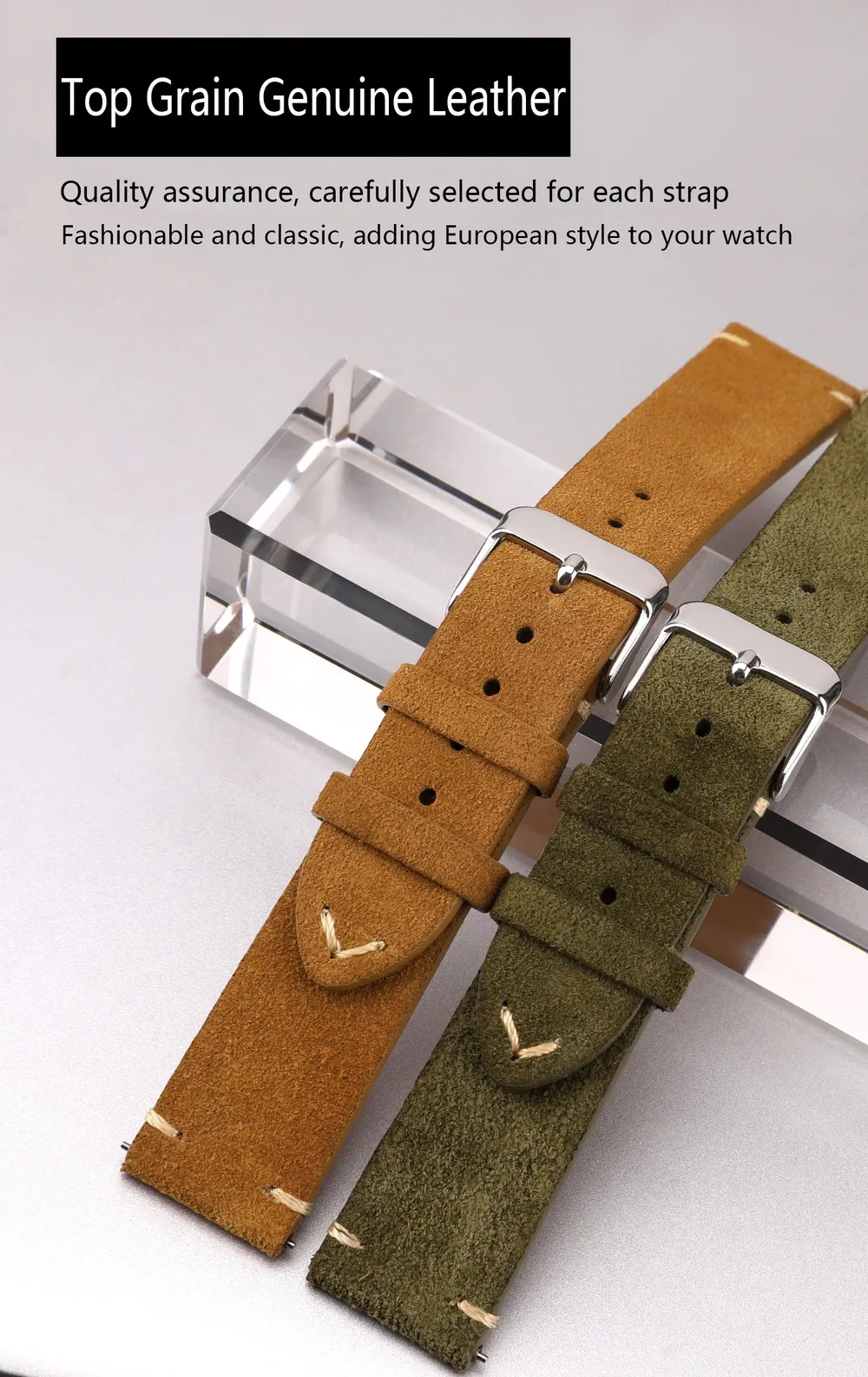 Bracelet montre cuir véritable 14 à 22 mm