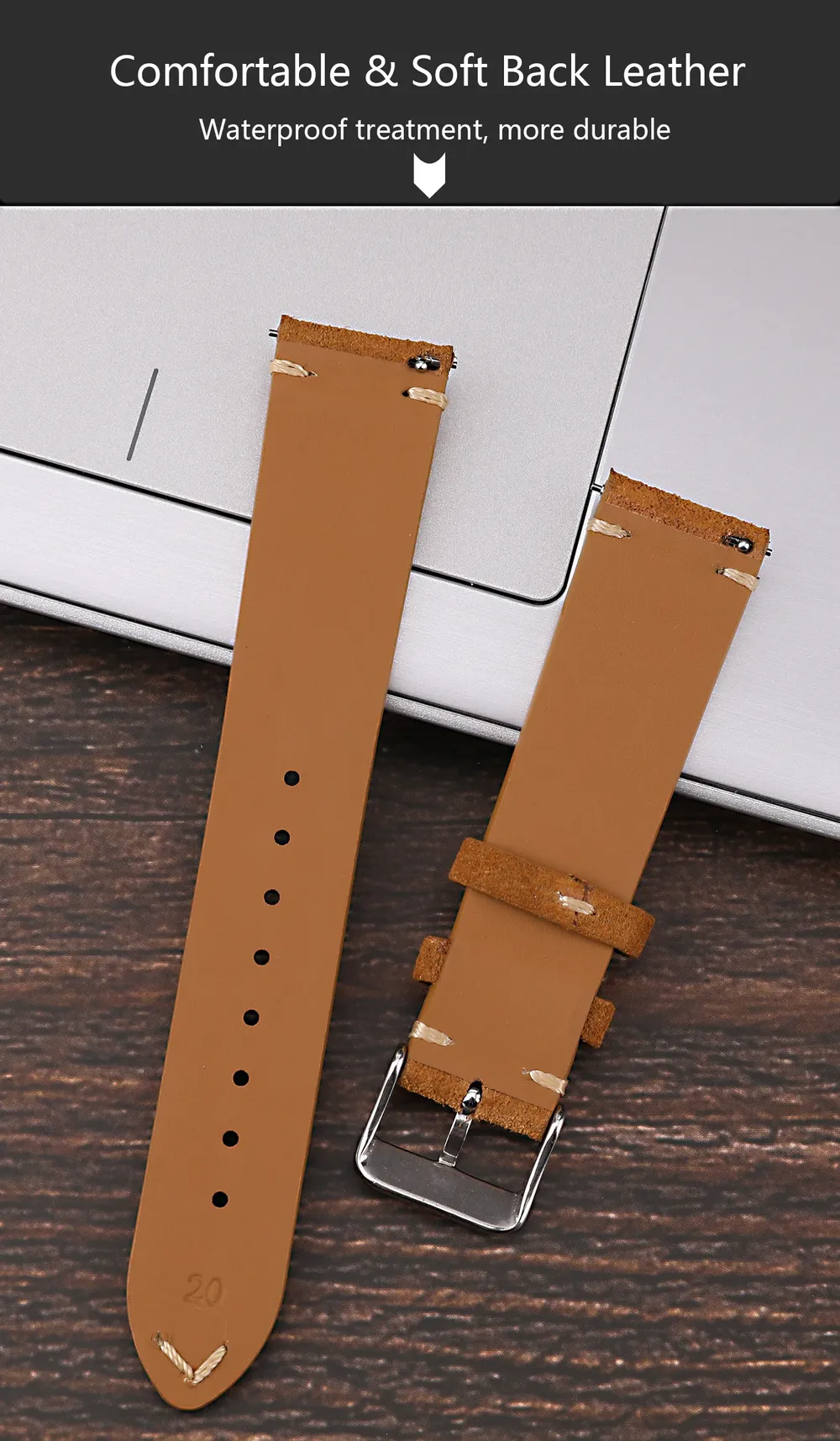 Bracelet montre cuir véritable 14 à 22 mm