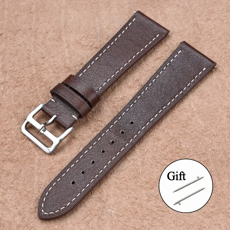 Bracelet montre cuir véritable 17 à 22 mm rétro