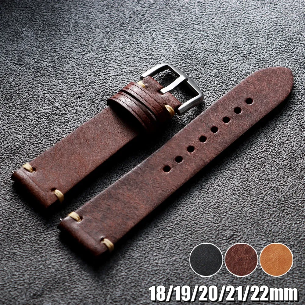 Bracelet montre cuir véritable 18 à 22 mm