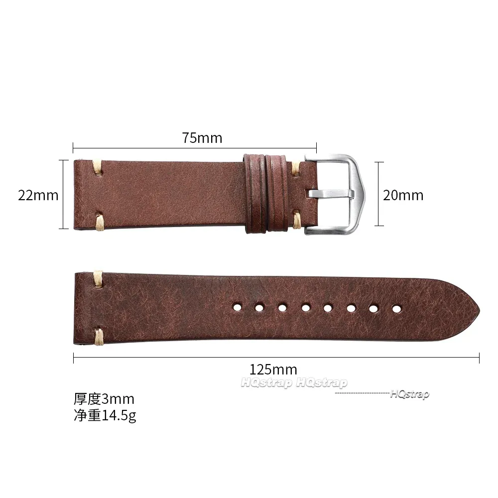 Bracelet montre cuir véritable 18 à 22 mm