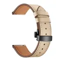 Bracelet montre cuir véritable 20 à 22 mm – Couleur Black button apricot
