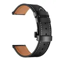 Bracelet montre cuir véritable 20 à 22 mm – Couleur Black button black