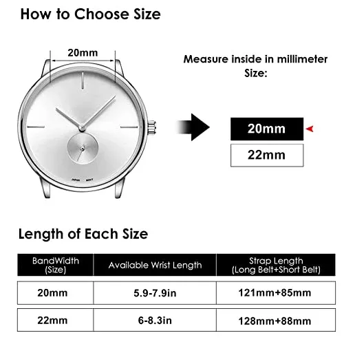 Bracelet montre cuir véritable 20 à 22 mm