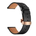 Bracelet montre cuir véritable 20 à 22 mm – Couleur Rose button black