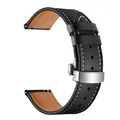 Bracelet montre cuir véritable 20 à 22 mm – Couleur Silver button black