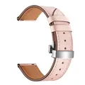 Bracelet montre cuir véritable 20 à 22 mm – Couleur Silver button pink