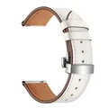 Bracelet montre cuir véritable 20 à 22 mm – Couleur Silver button white