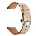 Bracelet montre cuir véritable 20 à 22 mm – Couleur SilverButton apricot
