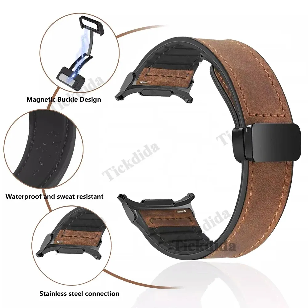 Bracelet montre cuir véritable 47 mm pour Samsung Galaxy Watch