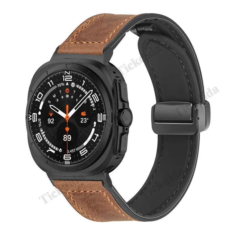 Bracelet montre cuir véritable 47 mm pour Samsung Galaxy Watch