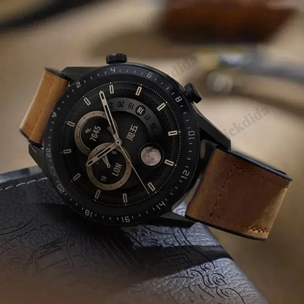 Bracelet montre cuir véritable 47 mm pour Samsung Galaxy Watch