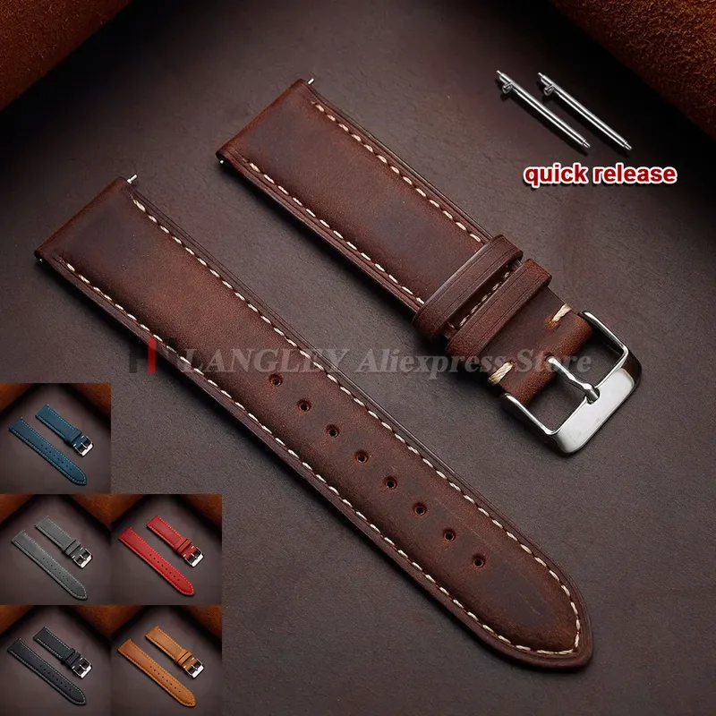 Bracelet montre cuir vintage 14 à 24 mm