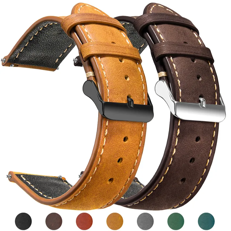 Bracelet montre cuir vintage 14 à 24 mm boucle rapide