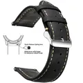 Bracelet montre cuir vintage 14 à 24 mm boucle rapide – Couleur du bracelet Crafted Black 1