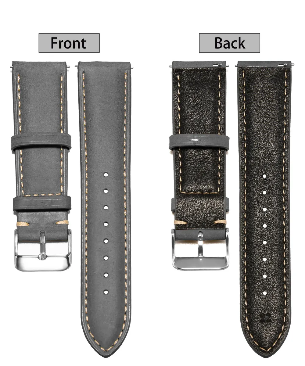 Bracelet montre cuir vintage 14 à 24 mm boucle rapide