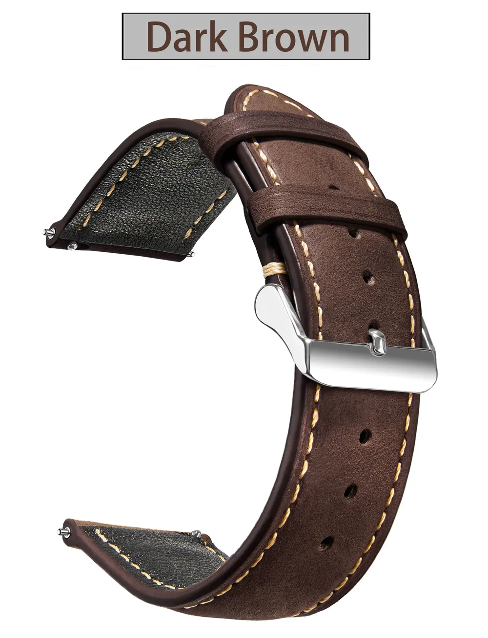 Bracelet montre cuir vintage 14 à 24 mm boucle rapide