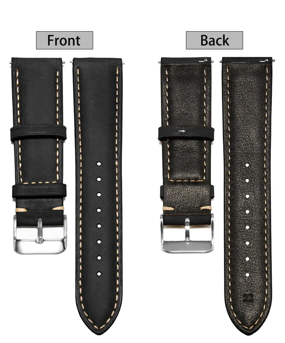 Bracelet montre cuir vintage 14 à 24 mm boucle rapide