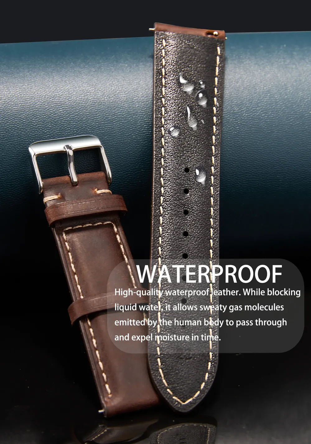 Bracelet montre cuir vintage 14 à 24 mm boucle rapide