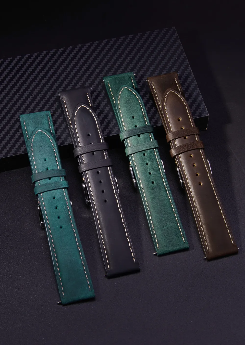 Bracelet montre cuir vintage 14 à 24 mm boucle rapide
