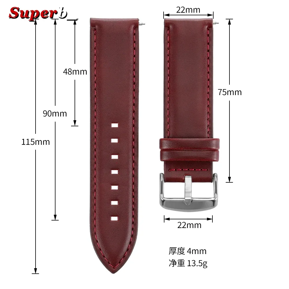 Bracelet montre cuir vintage 18 à 22 mm pour DW