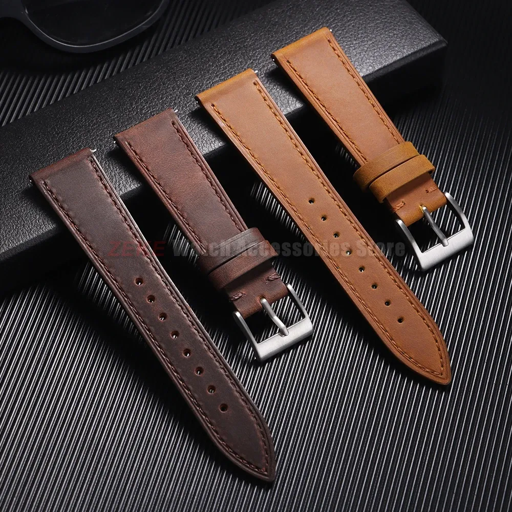 Bracelet montre cuir vintage 18 à 24 mm pour Omega et Seiko