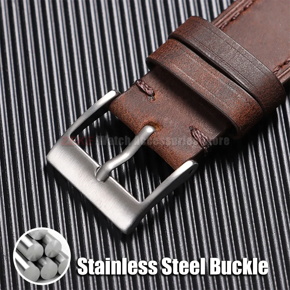 Bracelet montre cuir vintage 18 à 24 mm pour Omega et Seiko