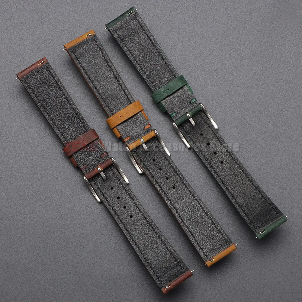 Bracelet montre cuir vintage 18 à 24 mm pour Omega et Seiko