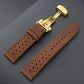 Bracelet montre cuir vintage 18 à 24 mm pour Seiko et Rolex – Couleur du bracelet DeepBrown-Gold