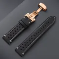 Bracelet montre cuir vintage 18 à 24 mm pour Seiko et Rolex – Couleur du bracelet BlackWhite-RoseGold