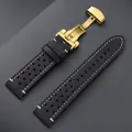 Bracelet montre cuir vintage 18 à 24 mm pour Seiko et Rolex – Couleur du bracelet BlackWhite-Gold