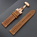 Bracelet montre cuir vintage 18 à 24 mm pour Seiko et Rolex – Couleur du bracelet LightBrown-RoseGold