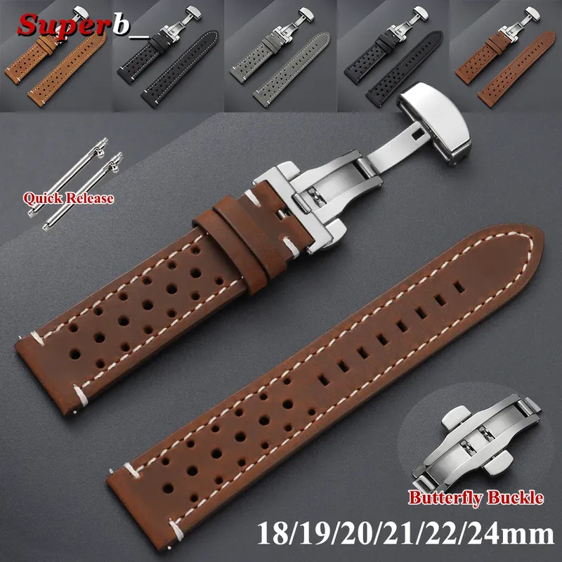 Bracelet montre cuir vintage 18 à 24 mm pour Seiko et Rolex