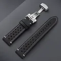 Bracelet montre cuir vintage 18 à 24 mm pour Seiko et Rolex – Couleur du bracelet BlackWhite-Silver