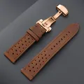 Bracelet montre cuir vintage 18 à 24 mm pour Seiko et Rolex – Couleur du bracelet DeepBrown-RoseGold