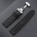 Bracelet montre cuir vintage 18 à 24 mm pour Seiko et Rolex – Couleur du bracelet Black-Silver