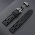 Bracelet montre cuir vintage 18 à 24 mm pour Seiko et Rolex – Couleur du bracelet Black-Black