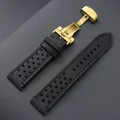 Bracelet montre cuir vintage 18 à 24 mm pour Seiko et Rolex – Couleur du bracelet Black-Gold