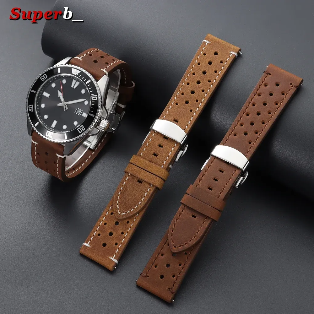 Bracelet montre cuir vintage 18 à 24 mm pour Seiko et Rolex