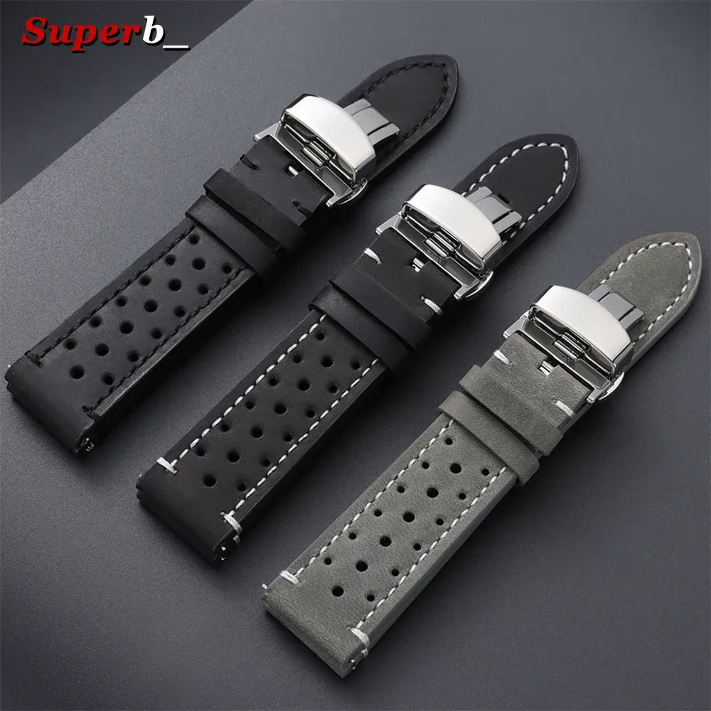 Bracelet montre cuir vintage 18 à 24 mm pour Seiko et Rolex