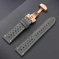 Bracelet montre cuir vintage 18 à 24 mm pour Seiko et Rolex – Couleur du bracelet Gray-RoseGold